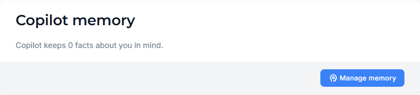 Open Copilot memory management from Account settings.