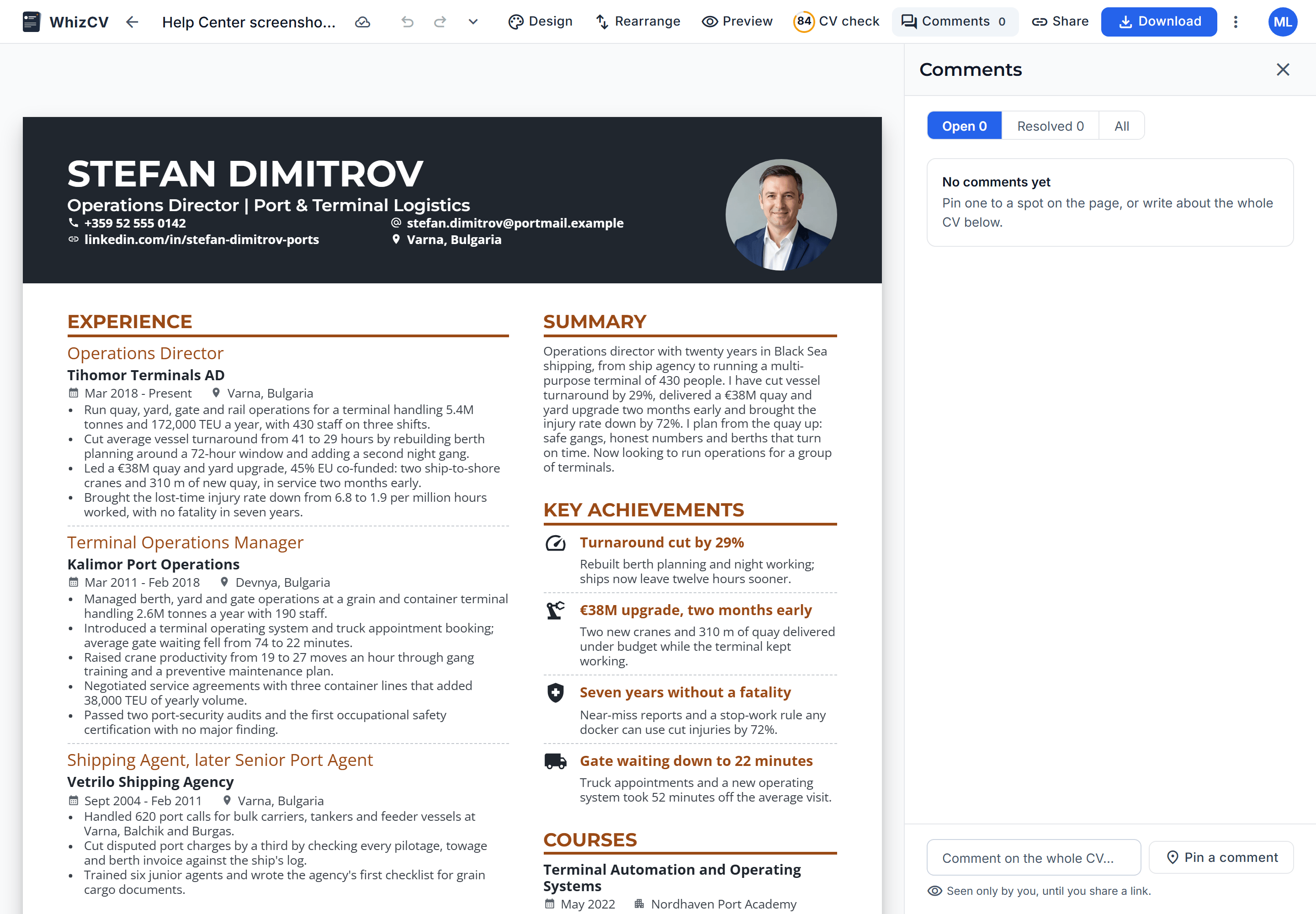 Start an anchored comment, filter discussions or add a general document comment.