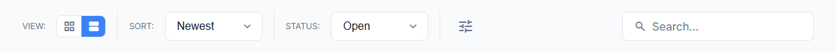 Sort, status and search controls help you find the right document.