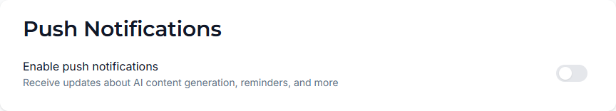 The push-notification control in Account settings.