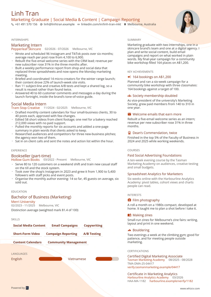 CV template preview: Cirrus