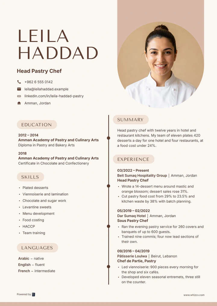 CV template preview: Dune