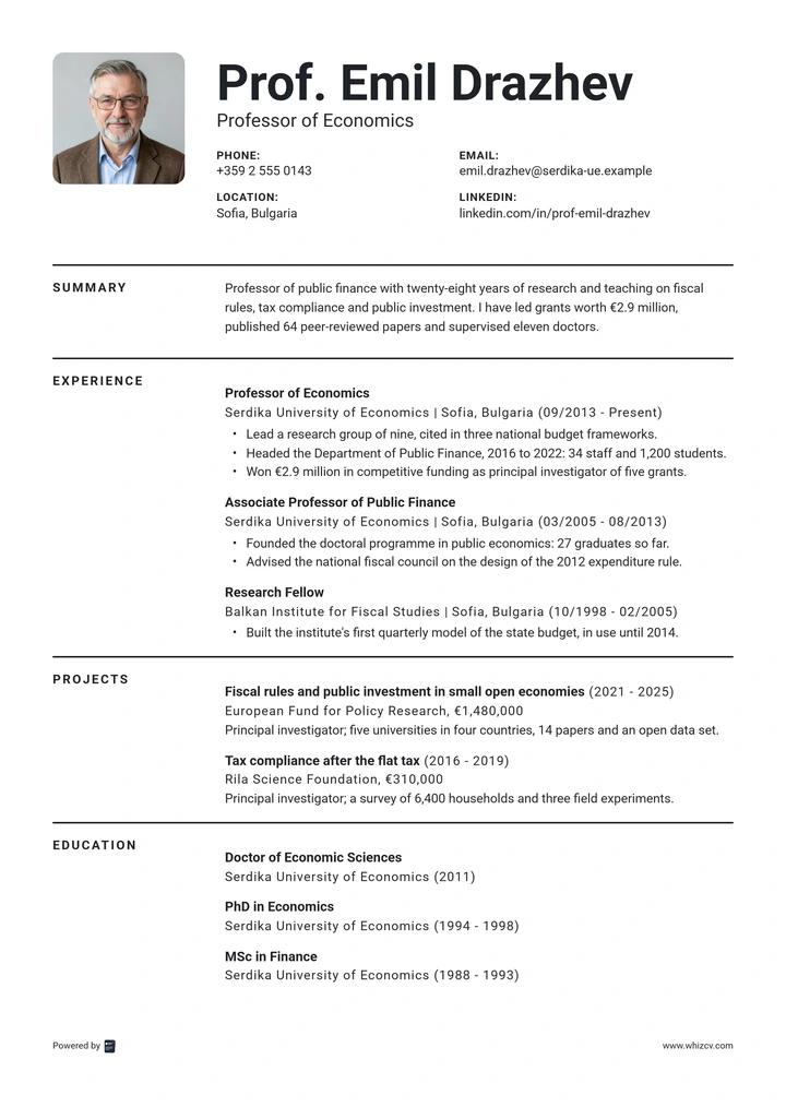 CV template preview: Margin