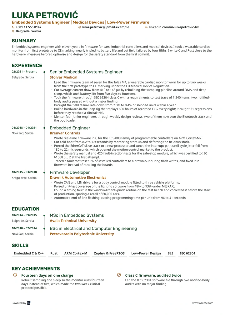 CV template preview: Marlow