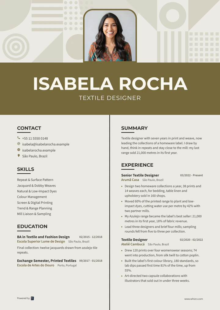 CV template preview: Mosaic