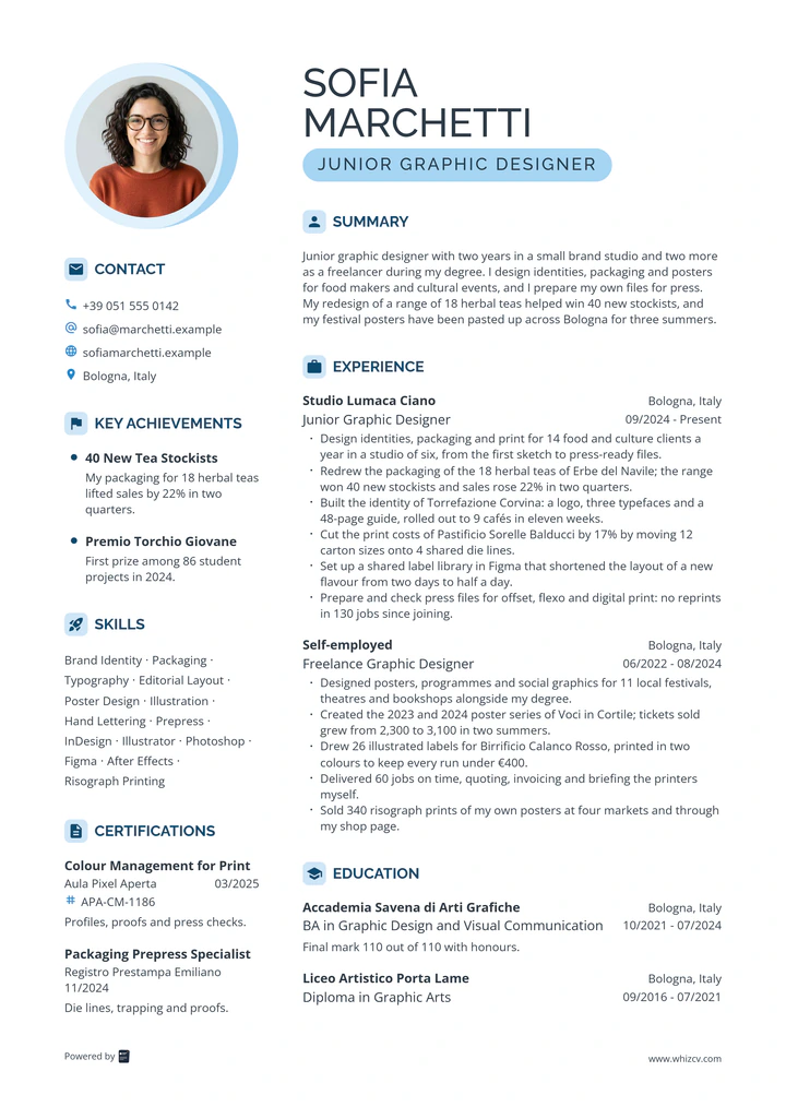 CV template preview: Pebble