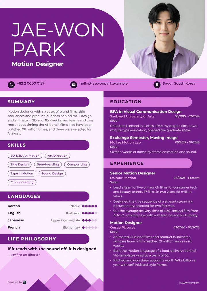 CV template preview: Prism