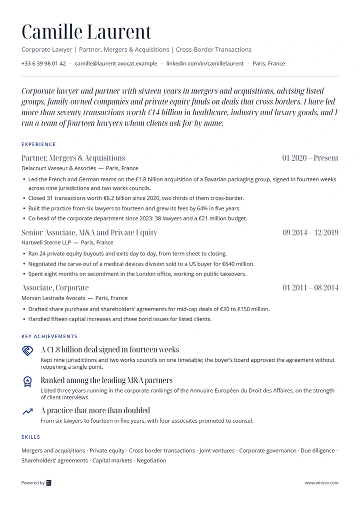 CV template preview: Signet