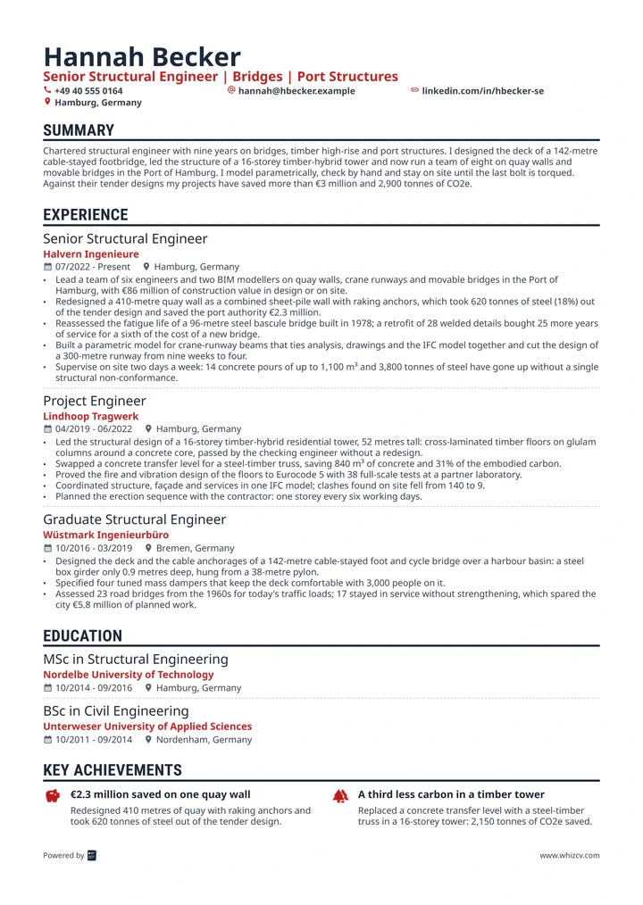 CV template preview: Slate