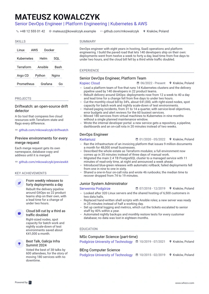 CV template preview: Tandem
